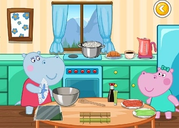 ពេលជប់លៀងបំពាក់បាយជប៉ុន Hippo រូបថតអេក្រង់ហ្គេម